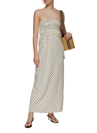 Figure View - Click To Enlarge - PEONY - POLKA DOT RUCHED DETAIL STRAPLESS MAXI DRESS