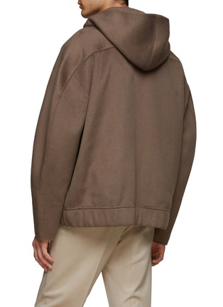 Back View - Click To Enlarge - ATTACHMENT - OVERSIZE FRONT ZIP HOODED WOOL CASHMERE KNIT JACKET