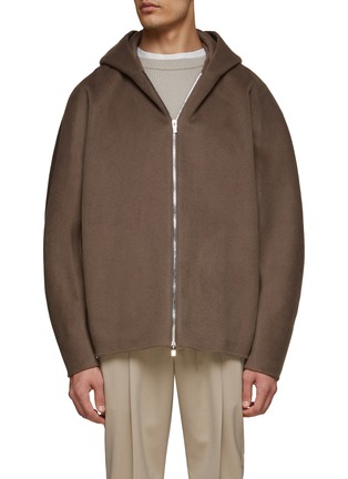 Main View - Click To Enlarge - ATTACHMENT - OVERSIZE FRONT ZIP HOODED WOOL CASHMERE KNIT JACKET