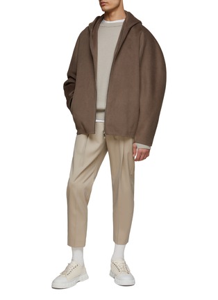 Figure View - Click To Enlarge - ATTACHMENT - OVERSIZE FRONT ZIP HOODED WOOL CASHMERE KNIT JACKET