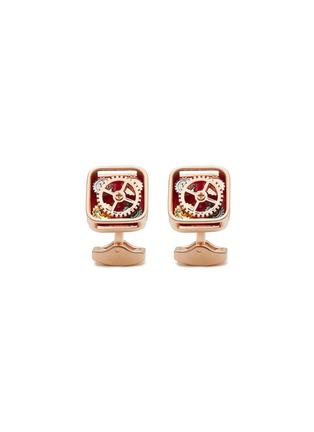 Main View - Click To Enlarge - TATEOSSIAN - SQUARE QUATTRO GEAR HAND PAINTED ENAMEL BASE ROSE GOLD MECHANICAL CUFFLINKS