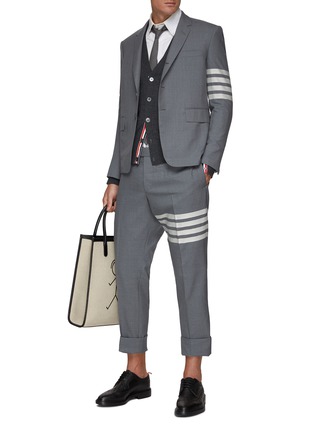 Figure View - Click To Enlarge - THOM BROWNE - Four Bar Stripe Wool Low Waist Suiting Pants