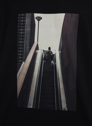  - SONG FOR THE MUTE - Escalator Print Cotton Oversized Crewneck T-Shirt