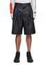 Main View - Click To Enlarge - SONG FOR THE MUTE - CHAIN DETAIL FAUX LEATHER SINGLE PLEATED SHORTS