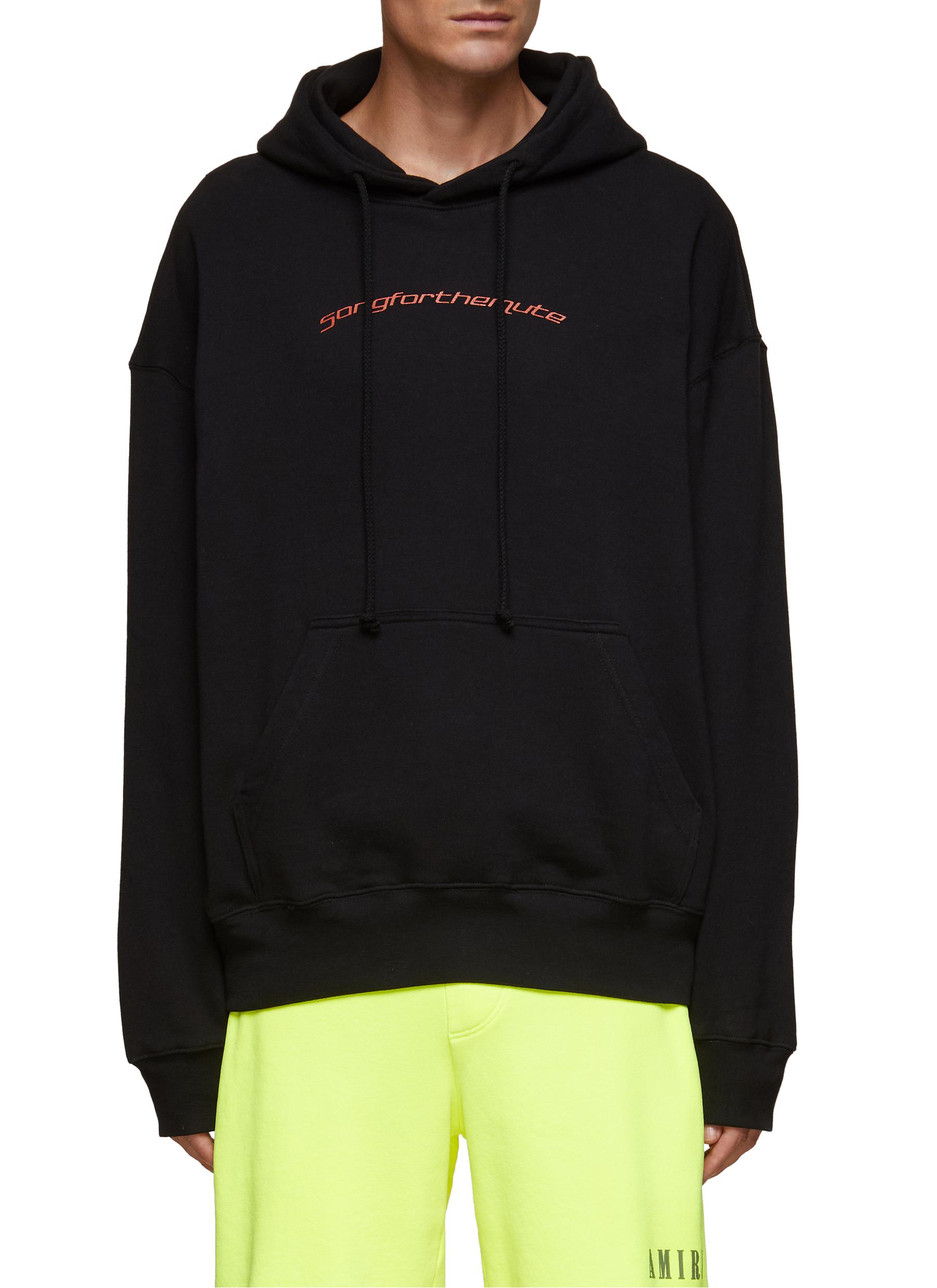 Song For The Mute '' Print Pull Over Terry Gym Hoodie In Black