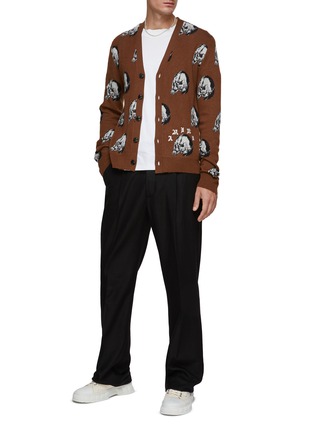 Figure View - Click To Enlarge - AMIRI - x Wes Lang All Over Skull Pattern Wool Knit Cardigan