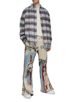 Figure View - Click To Enlarge - AMIRI - x Wes Lang 'Blood 38' Cotton Tapestry Jacquard Flared Pants
