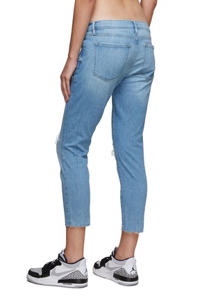Back View - Click To Enlarge - FRAME - ‘Le Garcon’ Ripped Light Wash Cropped Slim Jeans