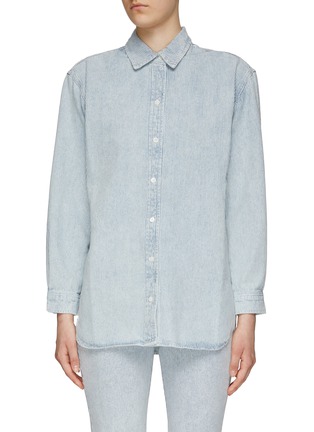 Main View - Click To Enlarge - FRAME - ‘The Beach’ Pinstriped Light Washed Denim Shirt