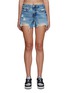 Main View - Click To Enlarge - FRAME - ‘Le Brigette’ Ripped Medium Washed Denim Shorts