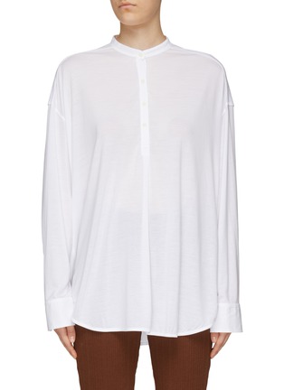 Main View - Click To Enlarge - TOTEME - LONG SLEEVE BAND COLLAR JERSEY TOP