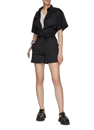 Figure View - Click To Enlarge - FRAME - Double Chest Pocket Linen Blend Romper