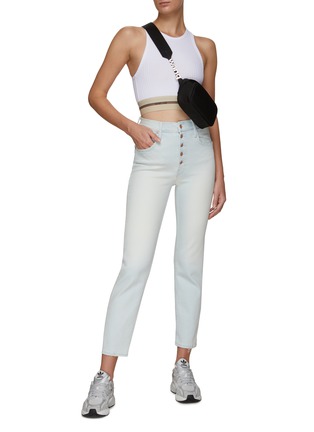 Figure View - Click To Enlarge - MOTHER - ‘THE PIXIE TOMCAT’ ANKLE EXPOSED BUTTONFLY CROPPED LIGHT WASH JEANS