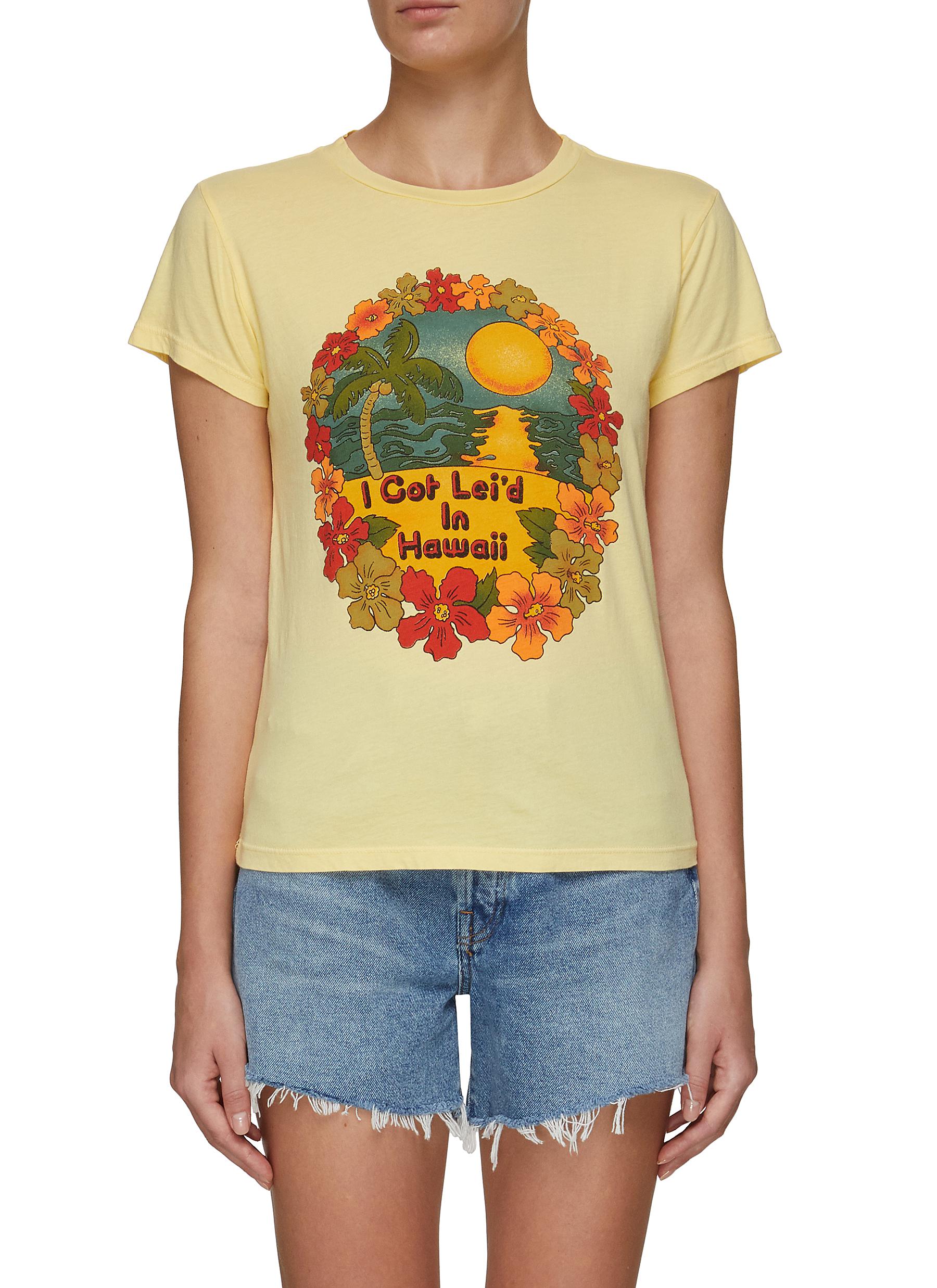 Mother The Boxy Goodie Goodie I Got Lei'd In Hawaii Tee Shirt In Yellow