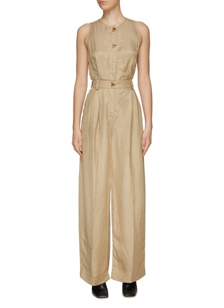 Main View - Click To Enlarge - AERON - ‘LOIRE’ BUTTON DETAIL SLEEVELESS JUMPSUIT