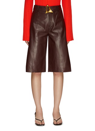 Main View - Click To Enlarge - AERON - ‘LORA’ BELTED ‘A’ BUCKLE DETAIL LEATHER SHORTS