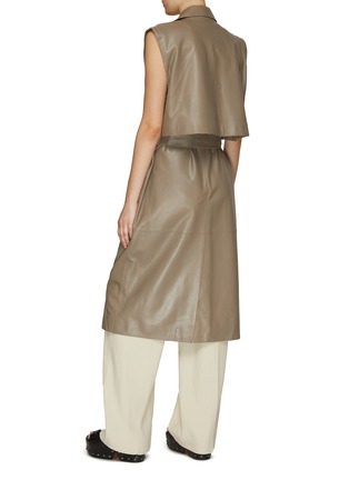 Back View - Click To Enlarge - AERON - ‘DELRAY’ BELTED SLEEVELESS LONG LEATHER GILET