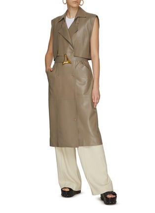 Figure View - Click To Enlarge - AERON - ‘DELRAY’ BELTED SLEEVELESS LONG LEATHER GILET
