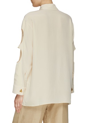 Back View - Click To Enlarge - AERON - ‘VENDOME’ BUTTON EMBELLISHED OVERSIZE CUTOUT DETAIL SLEEVE SILK SHIRT