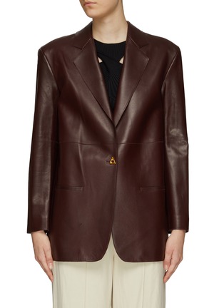 Main View - Click To Enlarge - AERON - ‘Mercedes’ A-Shaped Button Lambskin Leather Single-Breasted Blazer