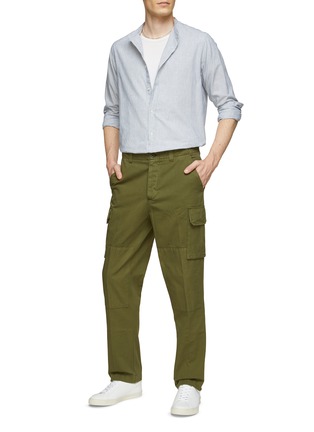 Figure View - Click To Enlarge - OFFICINE GÉNÉRALE - ‘ORSON’ FLAT FRONT TAPERED COTTON TWILL CARGO PANTS