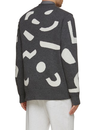Back View - Click To Enlarge - OFFICINE GENERALE - ‘Miles’ Abstract Intarsia Loose Cashmere-Wool Blend Cardigan