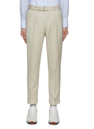Main View - Click To Enlarge - OFFICINE GÉNÉRALE - ‘Pierre’ Belted Wool Cuffed Leg Pleated Pants
