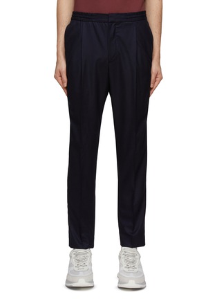Main View - Click To Enlarge - OFFICINE GÉNÉRALE - ‘DREW’ SINGLE PLEAT HALF ELASTIC WAISTBAND TAPERED WOOL PANTS
