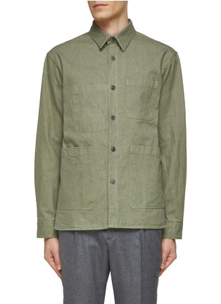 Main View - Click To Enlarge - OFFICINE GÉNÉRALE - ‘THEODORE’ ASYMMETRIC PATCH POCKET DETAIL WORKER JACKET
