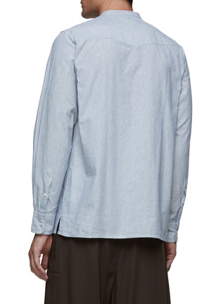 Back View - Click To Enlarge - OFFICINE GÉNÉRALE - ‘Gaston’ Mandarin Collar Cotton Striped Shirt