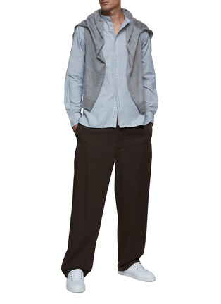 Figure View - Click To Enlarge - OFFICINE GÉNÉRALE - ‘Gaston’ Mandarin Collar Cotton Striped Shirt