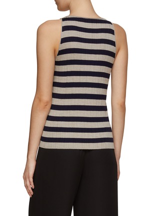 Back View - Click To Enlarge - THEORY - Striped Wool Rib Knit Tank Top