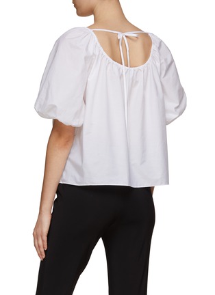 Back View - Click To Enlarge - THEORY - Tie Back Scoop Neck Puff Sleeved Blouse