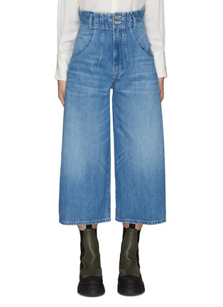 Main View - Click To Enlarge - FRAME - DARTED MEDIUM WASH PAPERBAG WAIST WIDE LEG JEANS