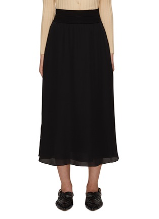 Main View - Click To Enlarge - THEORY - Ribbed Waistband Silk Skirt