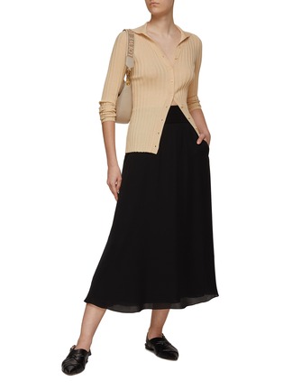 Figure View - Click To Enlarge - THEORY - Ribbed Waistband Silk Skirt
