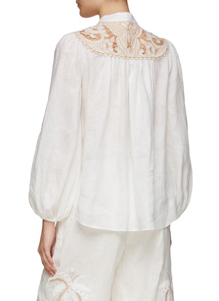 Back View - Click To Enlarge - ZIMMERMANN - ‘Jeannie’ Butterfly Embroidery Linen Blouse