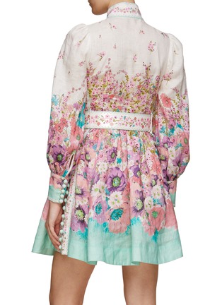 Back View - Click To Enlarge - ZIMMERMANN - ‘Jude’ Belted Floral Print Linen Mini Dress