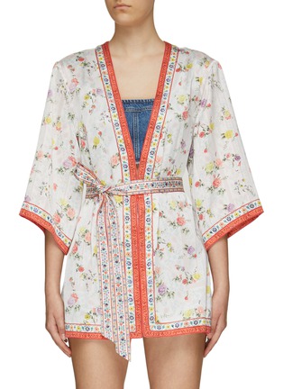 Main View - Click To Enlarge - ALICE + OLIVIA - ‘DOMINO’ FLORAL PRINT REVERSIBLE BELTED KIMONO