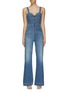 Main View - Click To Enlarge - ALICE & OLIVIA - ‘Lovetta’ Sweetheart Neck Wide Legged Denim Jumpsuit