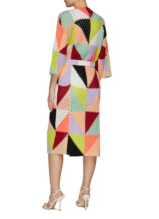 Back View - Click To Enlarge - ALICE + OLIVIA - ‘GLADIS’ BELTED PATCHWORK KNIT ROBE