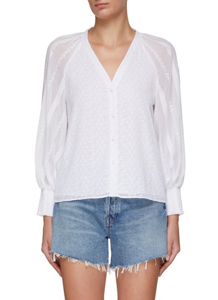 Main View - Click To Enlarge - ALICE & OLIVIA - ‘LANG’ EMBROIDERED LONG SLEEVE BLOUSE