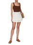 Figure View - Click To Enlarge - ALICE & OLIVIA - ‘BETHIE’ EMBROIDERED SMOCKED WAISTBAND TIERED MINI SKIRT