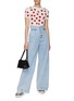 Figure View - Click To Enlarge - ALICE + OLIVIA - ‘Ciara’ Strawberry Embroidery Cotton Blend Knit Cropped Top