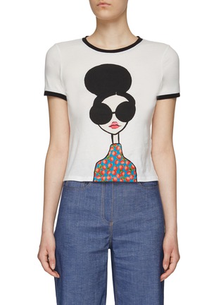 Main View - Click To Enlarge - ALICE + OLIVIA - ‘Rylyn’ Stace Face Strawberry Print Cotton Crewneck T-Shirt