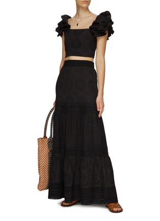Figure View - Click To Enlarge - ALICE & OLIVIA - ‘TAWNY’ SQUARE NECK RUFFLED SLEEVES CROPPED TOP