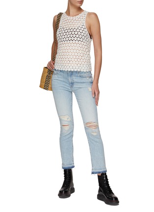 Figure View - Click To Enlarge - ALICE & OLIVIA - ‘REVA’ PEARL DETAIL CROCHET KNIT TANK TOP