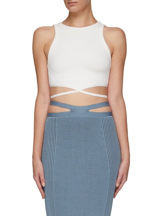 Main View - Click To Enlarge - ALICE & OLIVIA - ‘LATIA’ STRAPPY TIE WAIST CROPPED TANK TOP