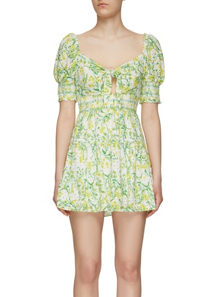 Main View - Click To Enlarge - ALICE & OLIVIA - ‘KRISTIE' SWEETHEART NECK PUFF SLEEVE TIERED MINI DRESS