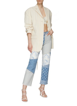 Figure View - Click To Enlarge - ALICE & OLIVIA - ‘Amazing’ High Rise Patchwork Boyfriend Jeans